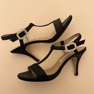 Black Heels with Diamond Buckle